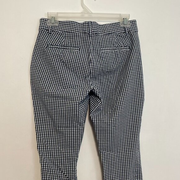 GAP High Rise Gingham Signature Skinny Ankle Pants Navy Blue White Cropped Crop - Picture 14 of 15